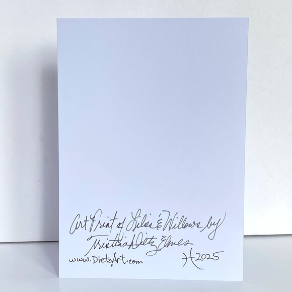 Lilies and Willows Art Print 5x7in Blank Greeting Card and Envelope All Occasion - Picture 3 of 4